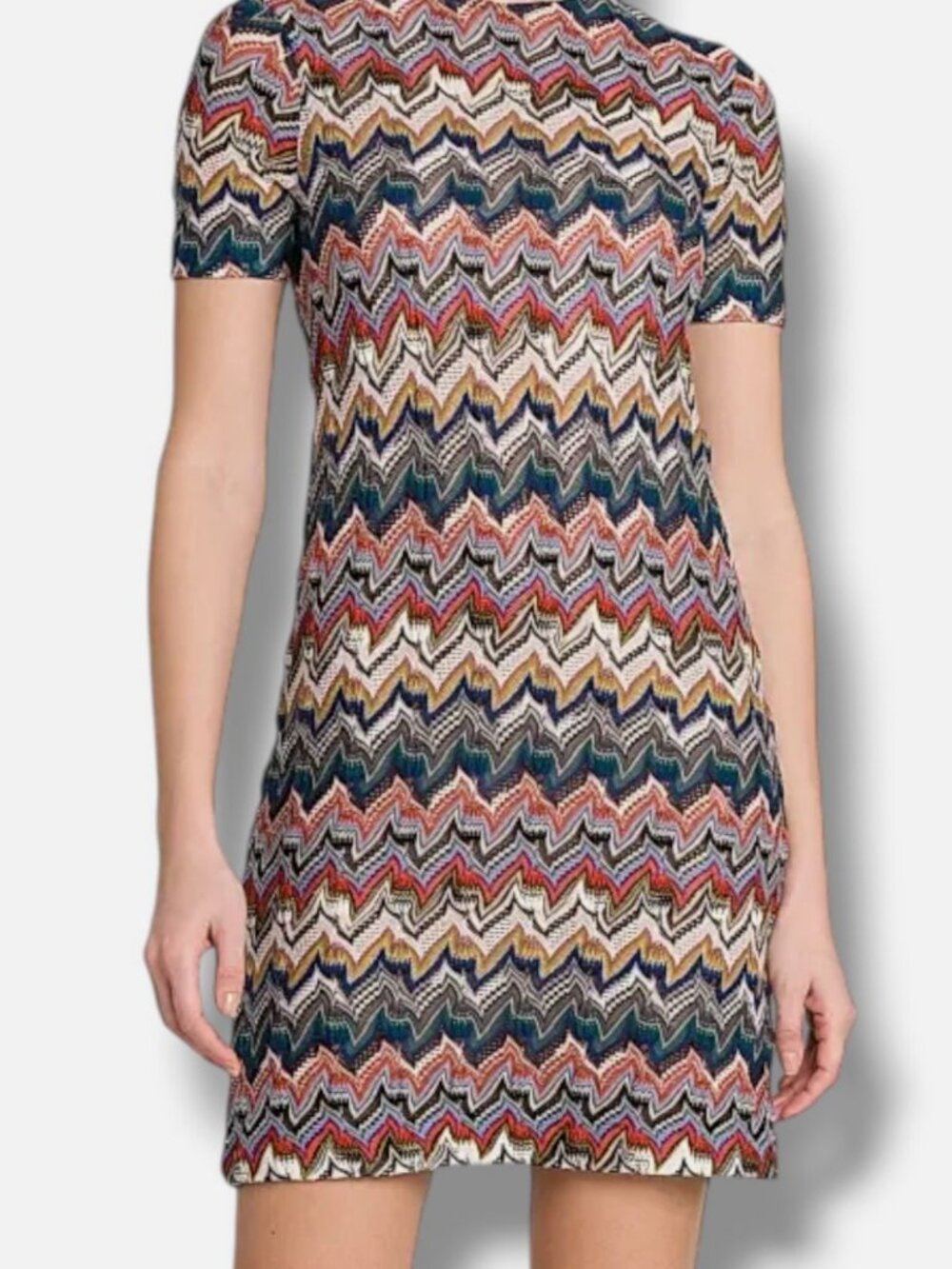 Missoni Women's Blue Flowered Raschel Knit Minidress Size 40